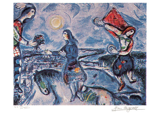 After Marc Chagall - Lovers over Paris
