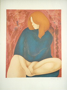 Seatted Nude with blue shirt / Femme assise à la chemise bleue