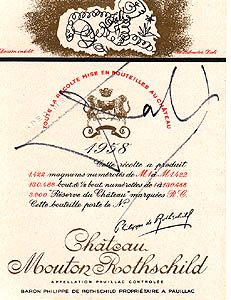 * Mouton Rothschild 1958 Wine Label