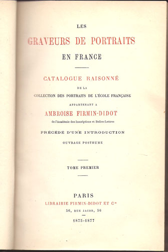 Les Graveurs de Portraits en France in 2 vols by Firmin-Didot