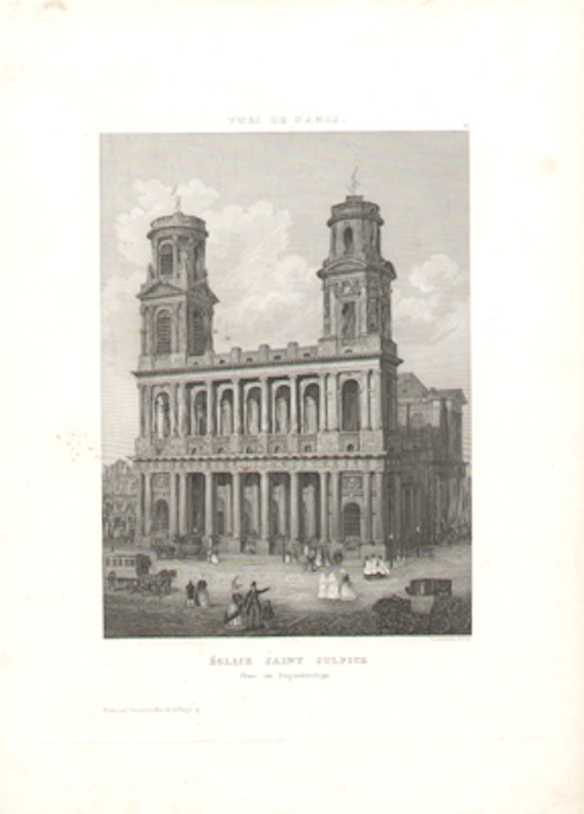Eglise Saint Sulpice . Gravure sur Acier prise au Daguerréotype