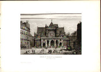 Eglise St Germain l'Auxerrois. Gravure sur Acier prise au Daguerréotype