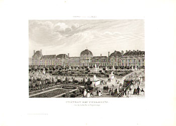 Chateau des Tuileries. Gravure sur Acier prise au Daguerréotype