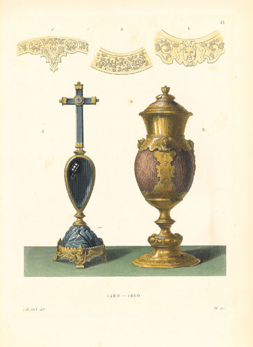 *Croix en cristal et bocal en noix de coco, 1580-1600. Planche 17
