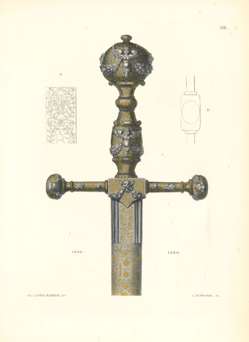 *Epée de luxe ou Epée d'honneur incrustée d'or et d'argent, 1600-1620. Pl. 40
