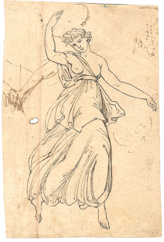 * Antique Ink Drawing of a Dancer (Italian School)