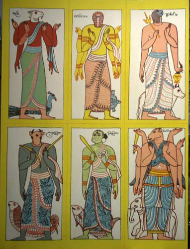 Art from India - Hindu Dieties-Hinduism -The Indian Pantheon Suite of 8 Verve