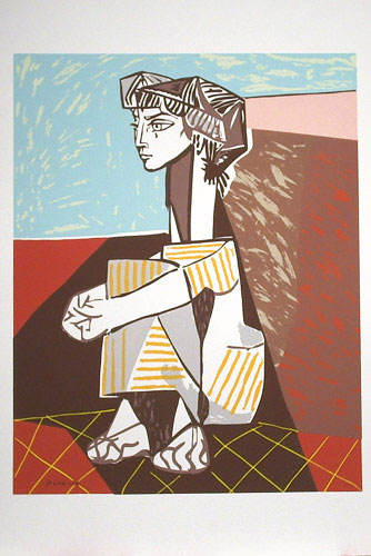 Portrait of Jacqueline Roque with her hands crossed (1954)