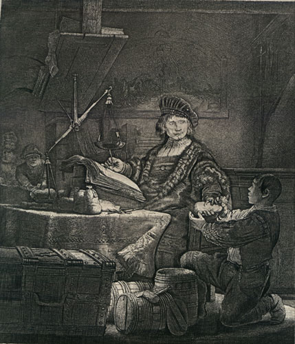 after Rembrandt -  Jan Uytenbogaert, Goldweigher - Bartsch #281