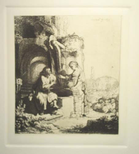 after Rembrandt -  Bartsch #71 Christ and the Woman from Samaria among ruins
