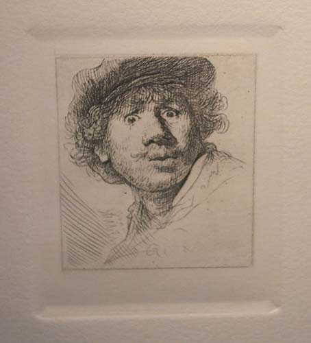 after Rembrandt -  Bartsch #320 Self Portrait in a Cap with Eyes wide open