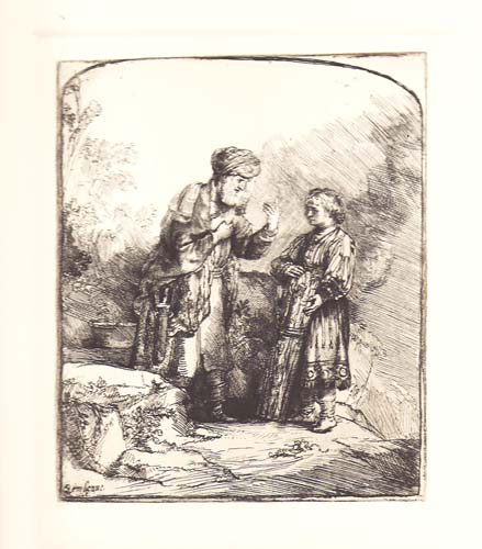 after Rembrandt -  Bartsch #34 Abraham parlant a Isaac