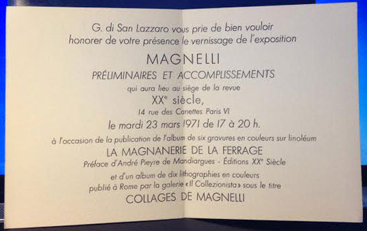 Carton d'invitation - Vernissage - Xxe siecle 1971