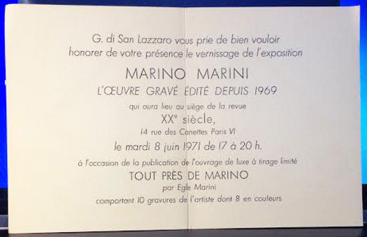 Carton d'invitation - Vernissage - Xxe siecle 1971