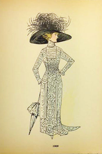 La Mode Féminine  en 1909 - Set of 4 pochoirs