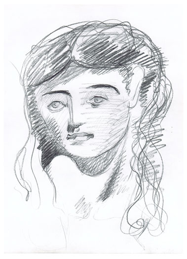 * Femme au longs cheveux  (sketch) Verve 1955  p.27