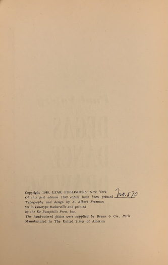 * Paul Valèry. Degas Dance Drawing. With 4 tipped-in hand-colored plates